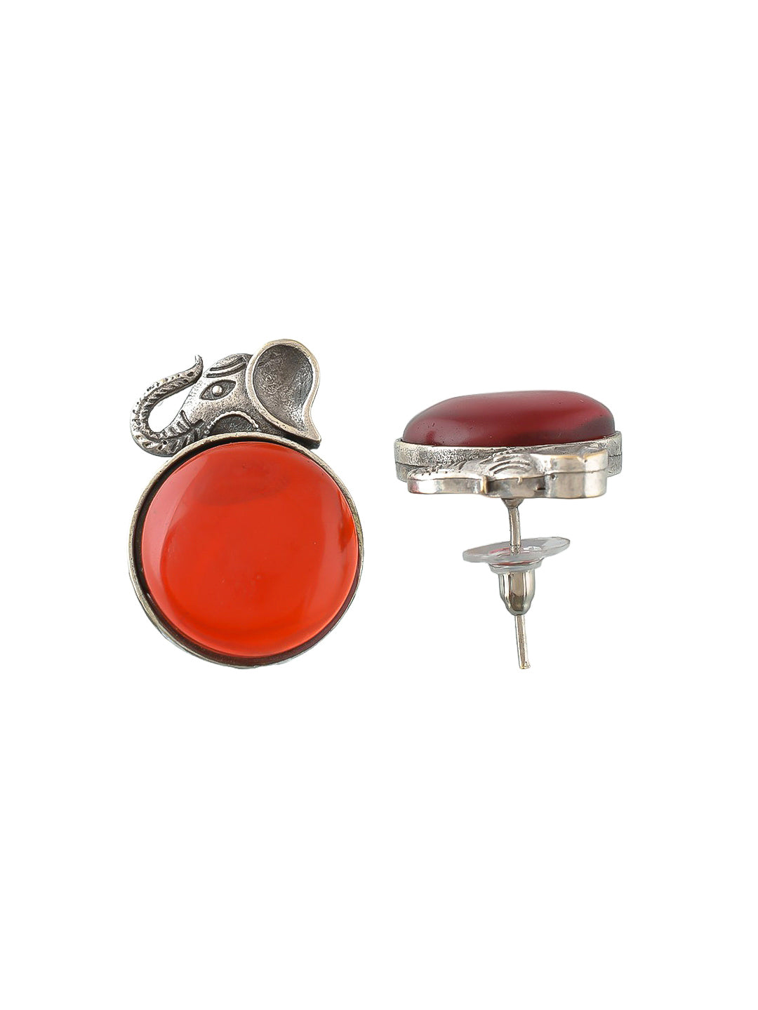 Elegant Elephant Earrings with Vibrant Red Gems - A Unique Fashion Statement