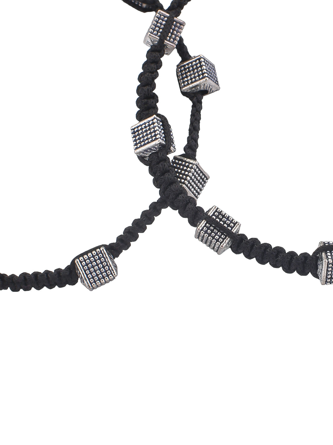 Trending Silver-Plated Beaded & Threaded Anklet