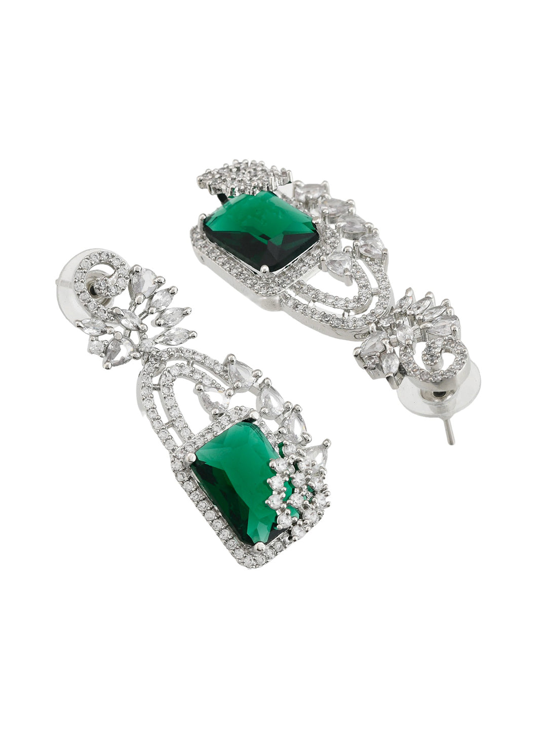 Luxurious Green American Dimond Long Earrings