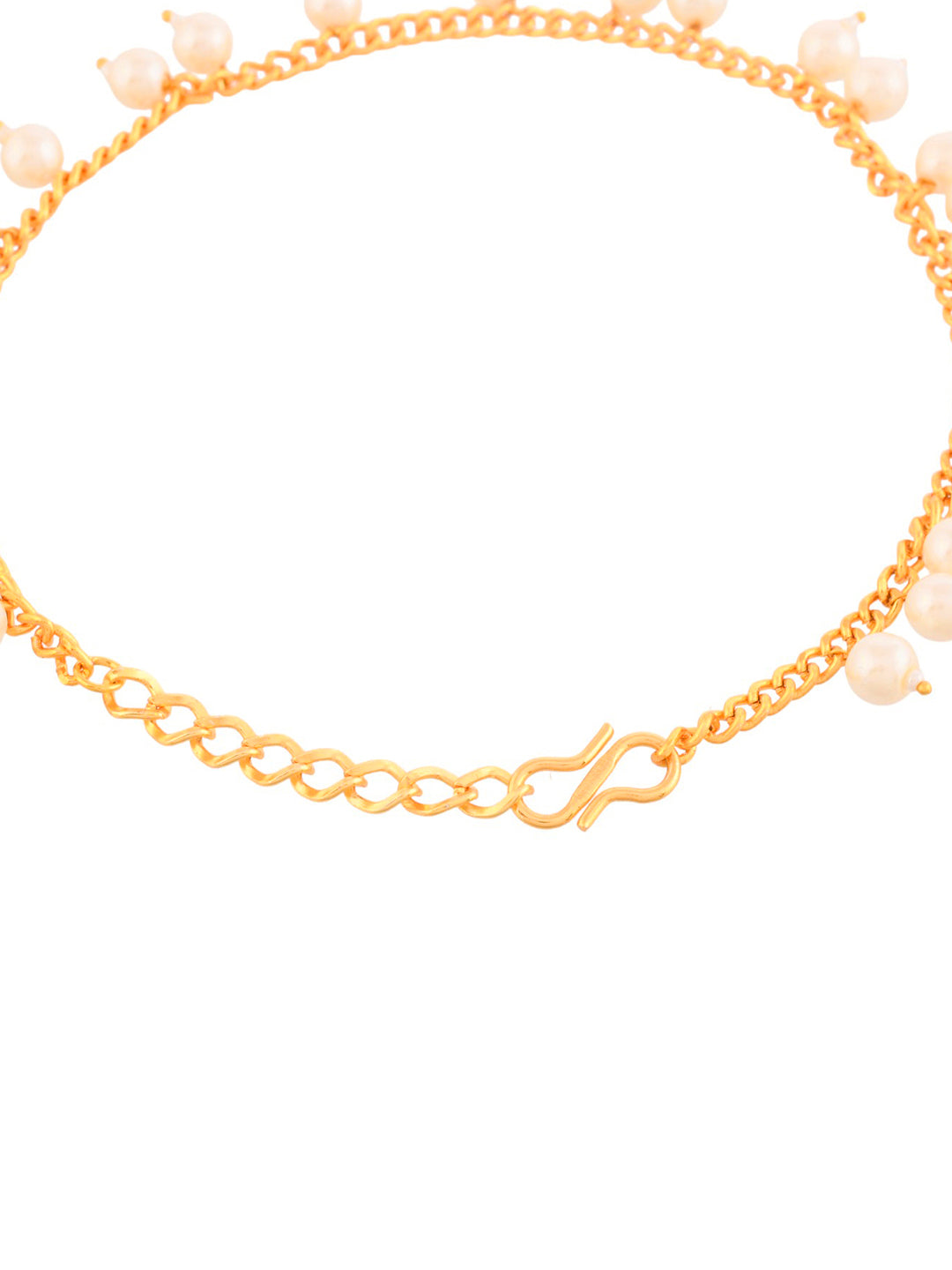 White Pearl & Gold-Plated Anklet For Women