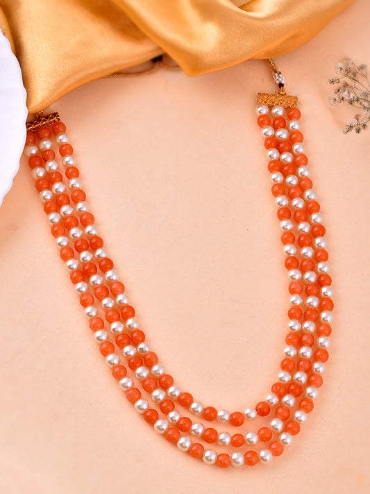 Orange Pearls Layered Necklaces for Women Online