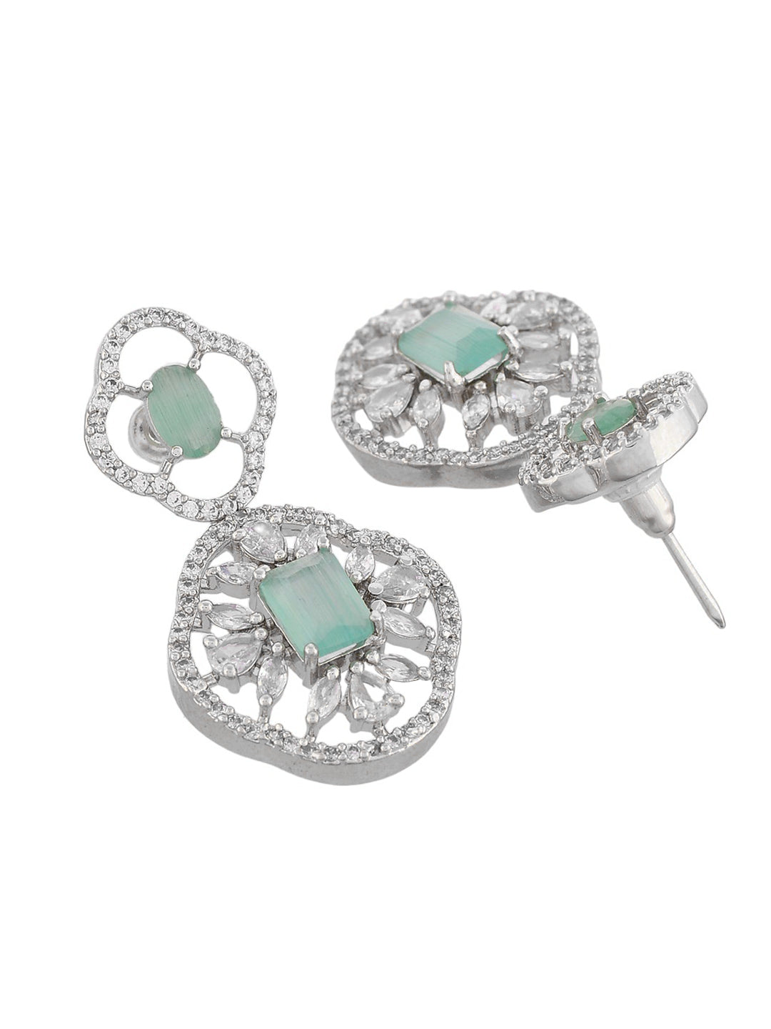 Mint Green American Dimond Drop Earrings