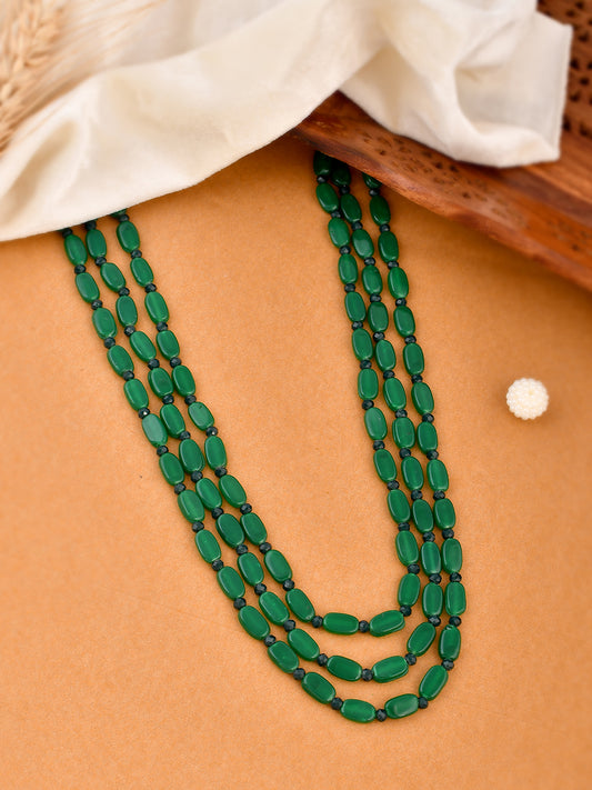 Green Beads Tripal Layered Necklaces for Women Online