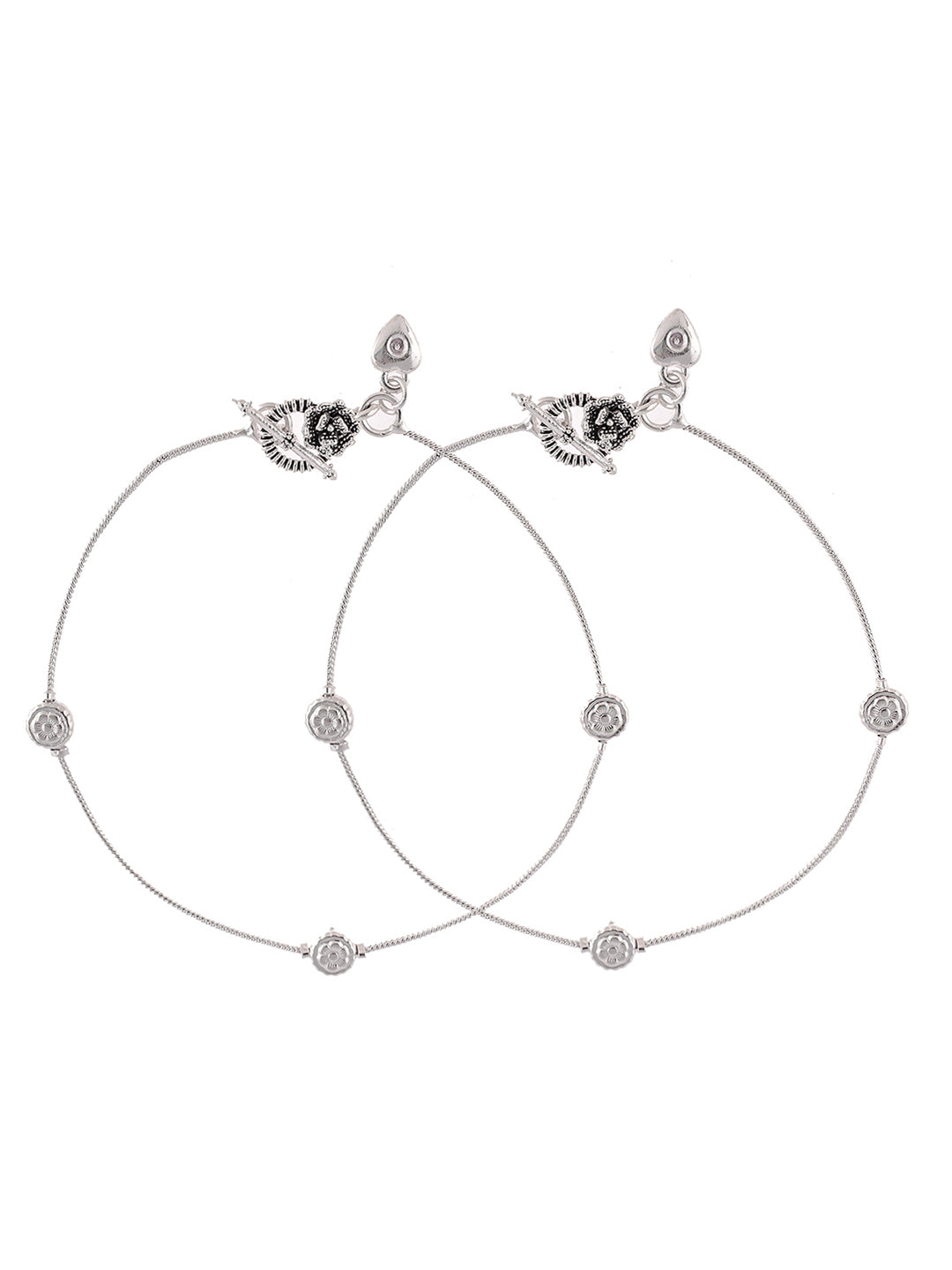 Set of 2 Silver Plated Handcrafted Anklet for Women