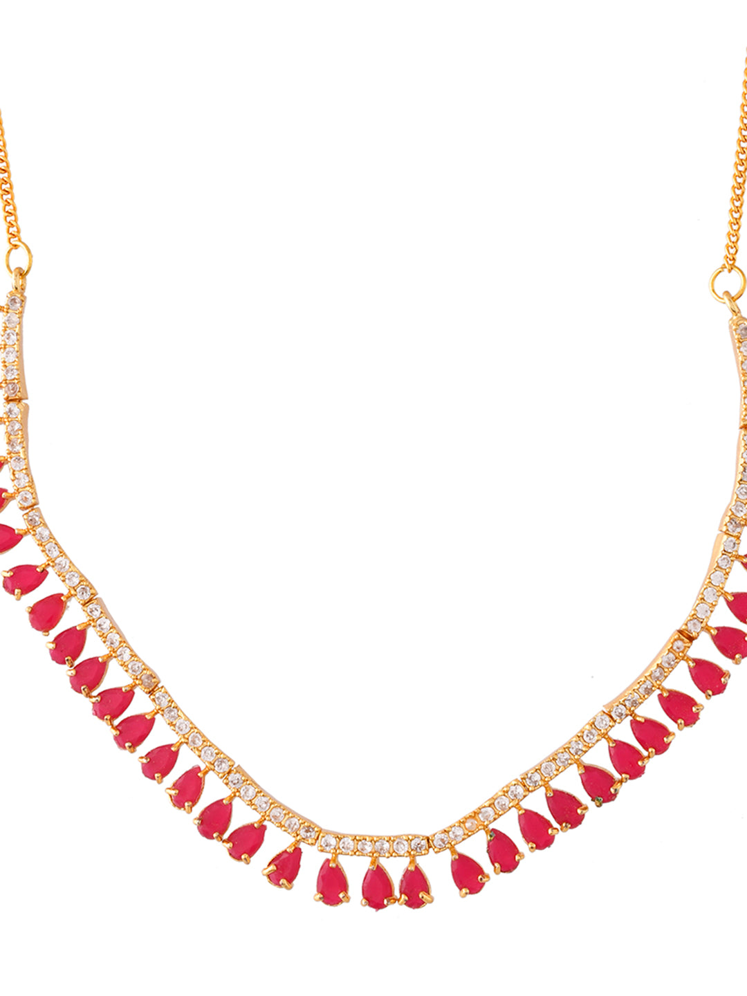 Gold Plated Red Stone Necklace Chain