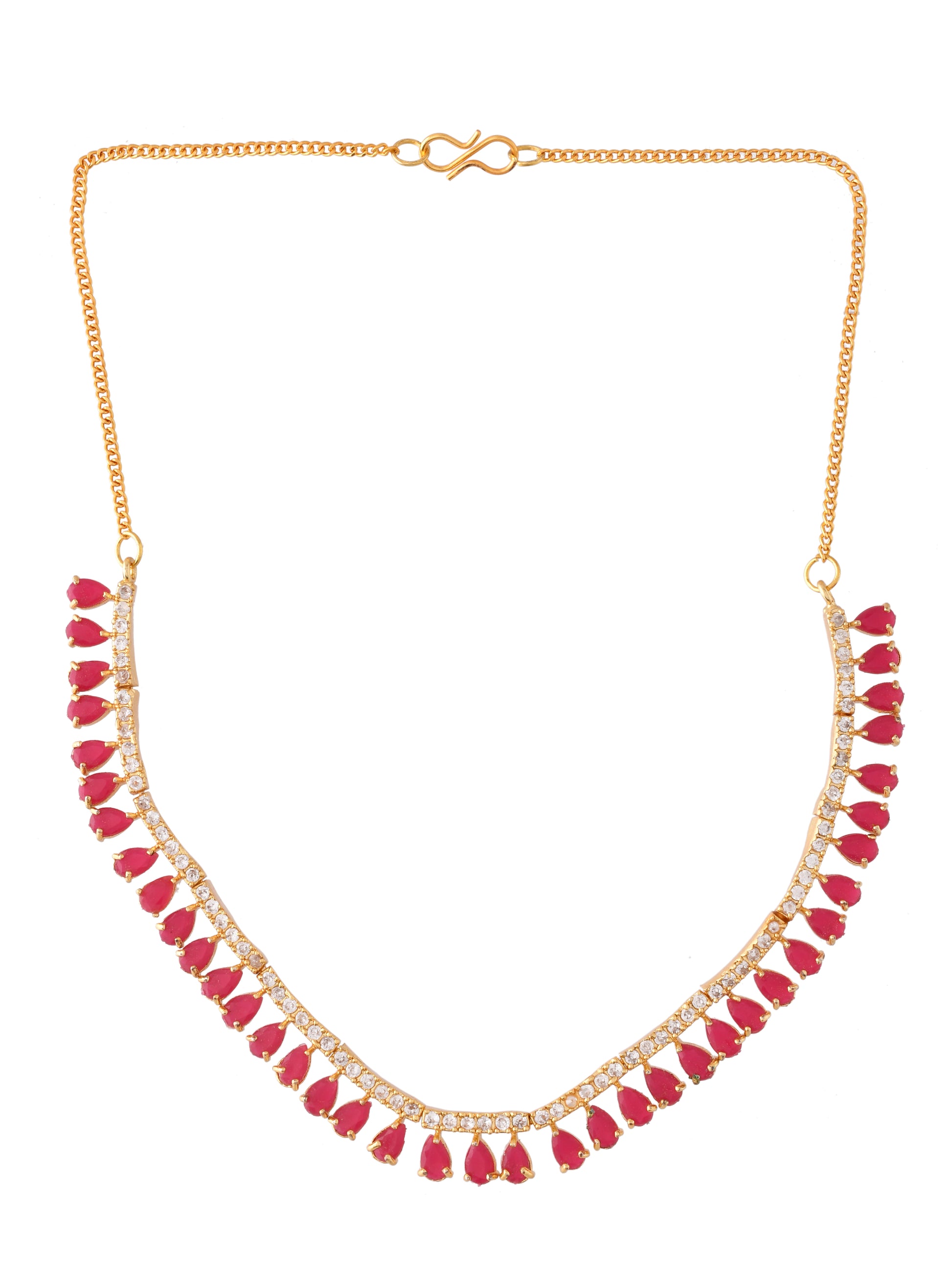 Gold Plated Red Stone Necklace Set
