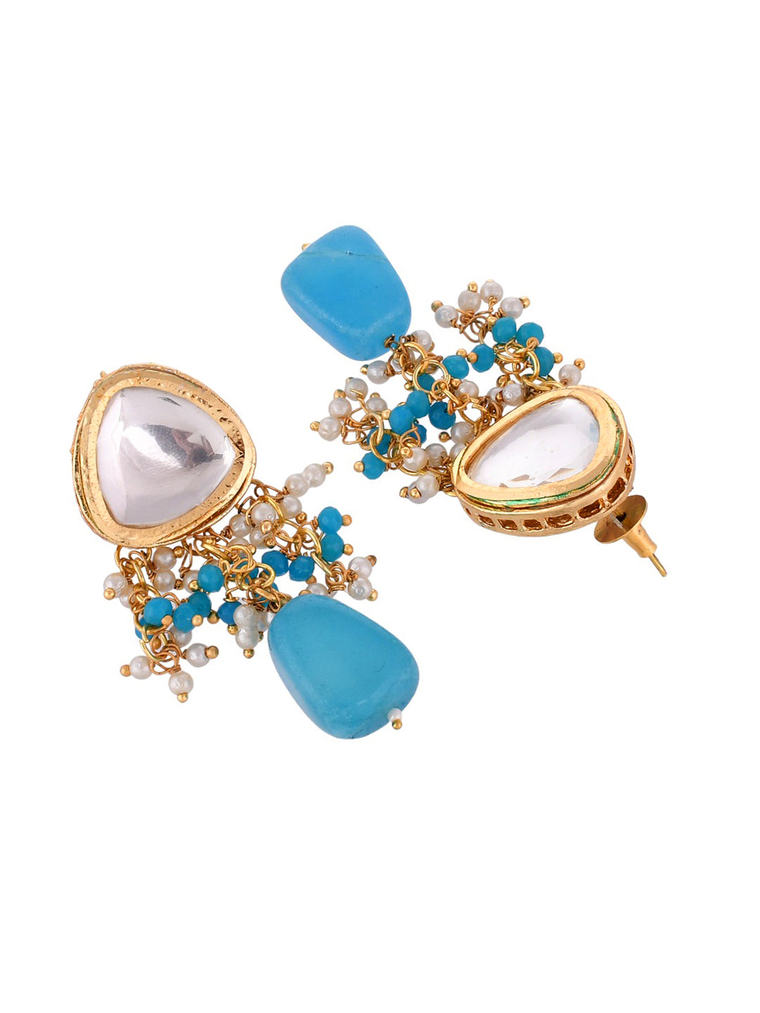 Gold plated Kundan Beaded Pearl JewellerySet With Earrings for women