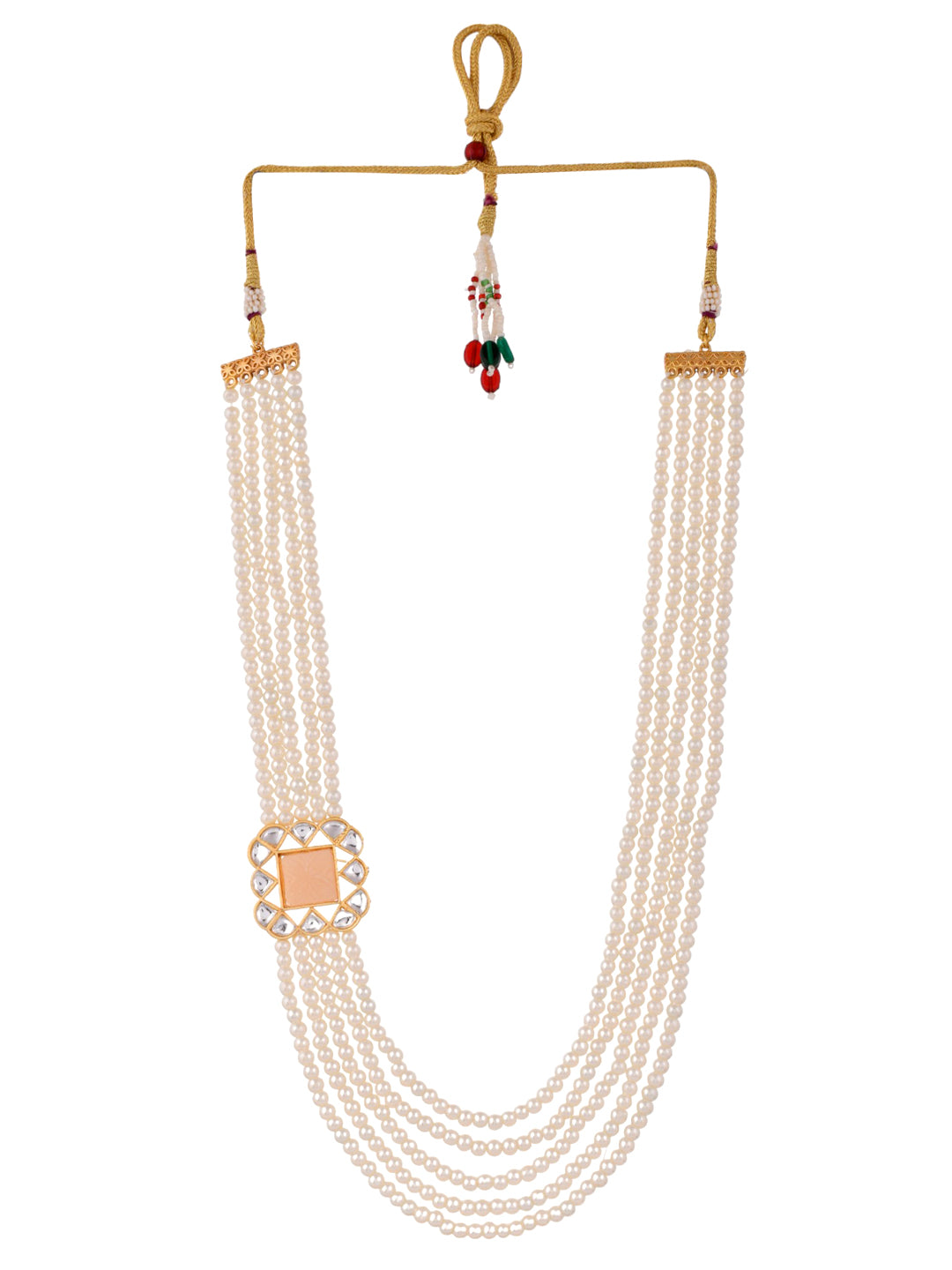 Long Layered Kundan Pearl Necklace For Women