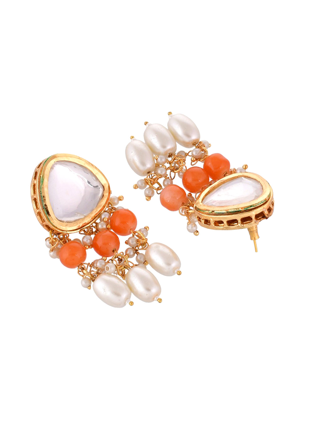 Gold plated pearl kundan long jewelleryset