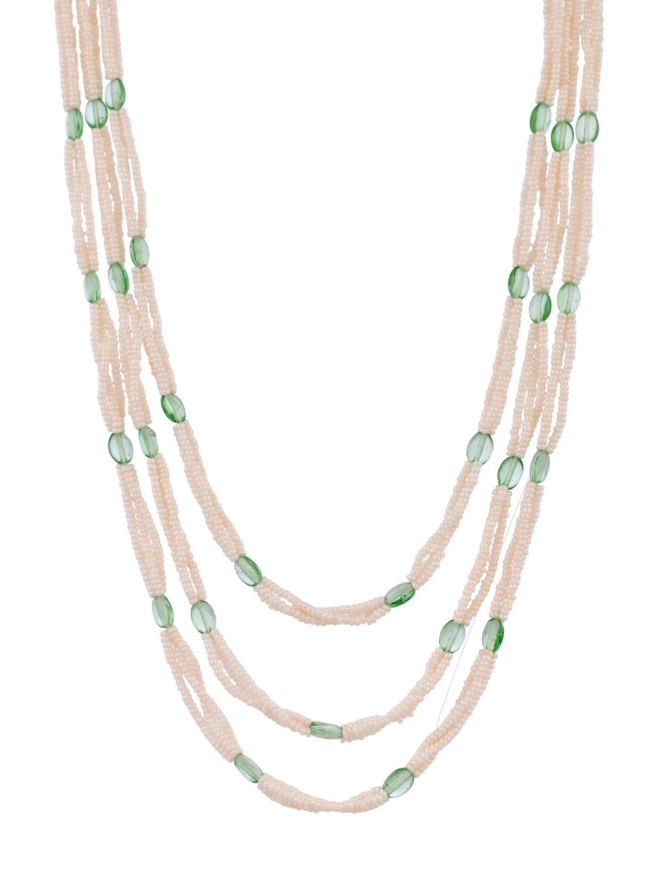 Green Gem & Pearl Beaded Necklace