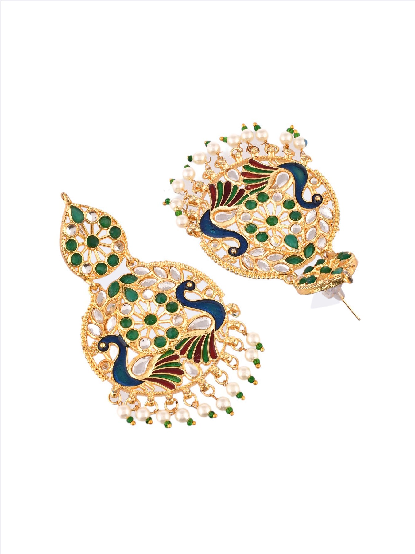 Gold Plated Pearl Jadau Chandbali Earrings