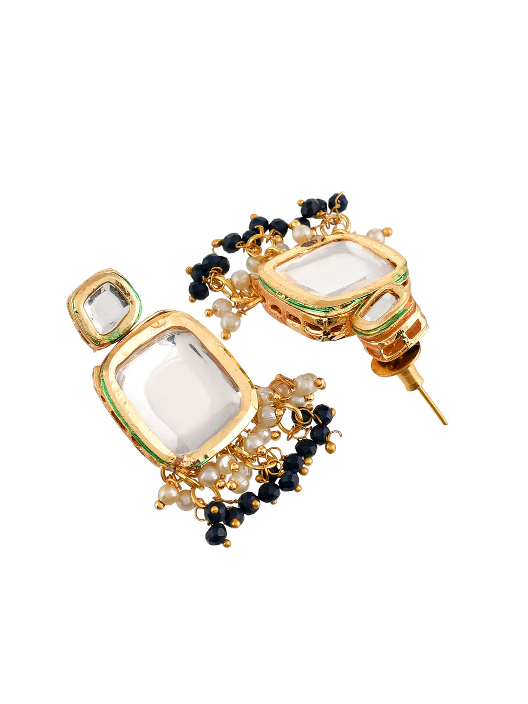 Gold Plated Kundan Long Necklace Earring Indian Traditional Jewellery Set for Women