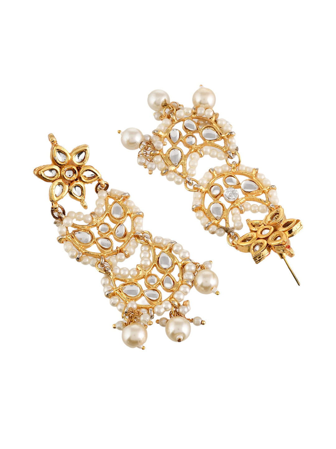 Gold Tone Kundan Long Necklace Earring For women