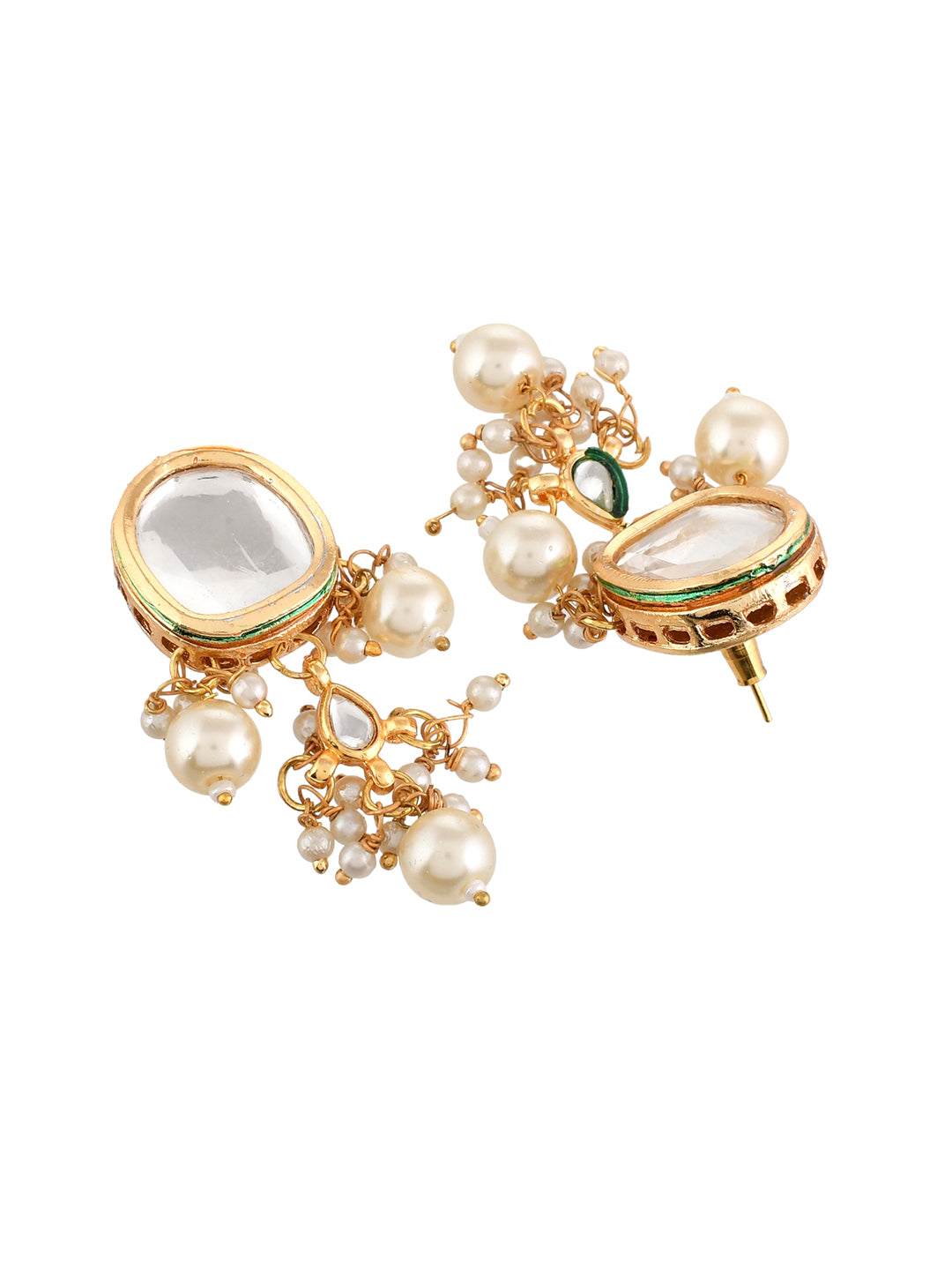 Ethnic Kundan & Pearls Multi Layers Bridal Necklace Set For Women