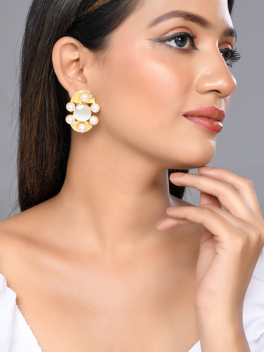 gold plated pearl drop earring
