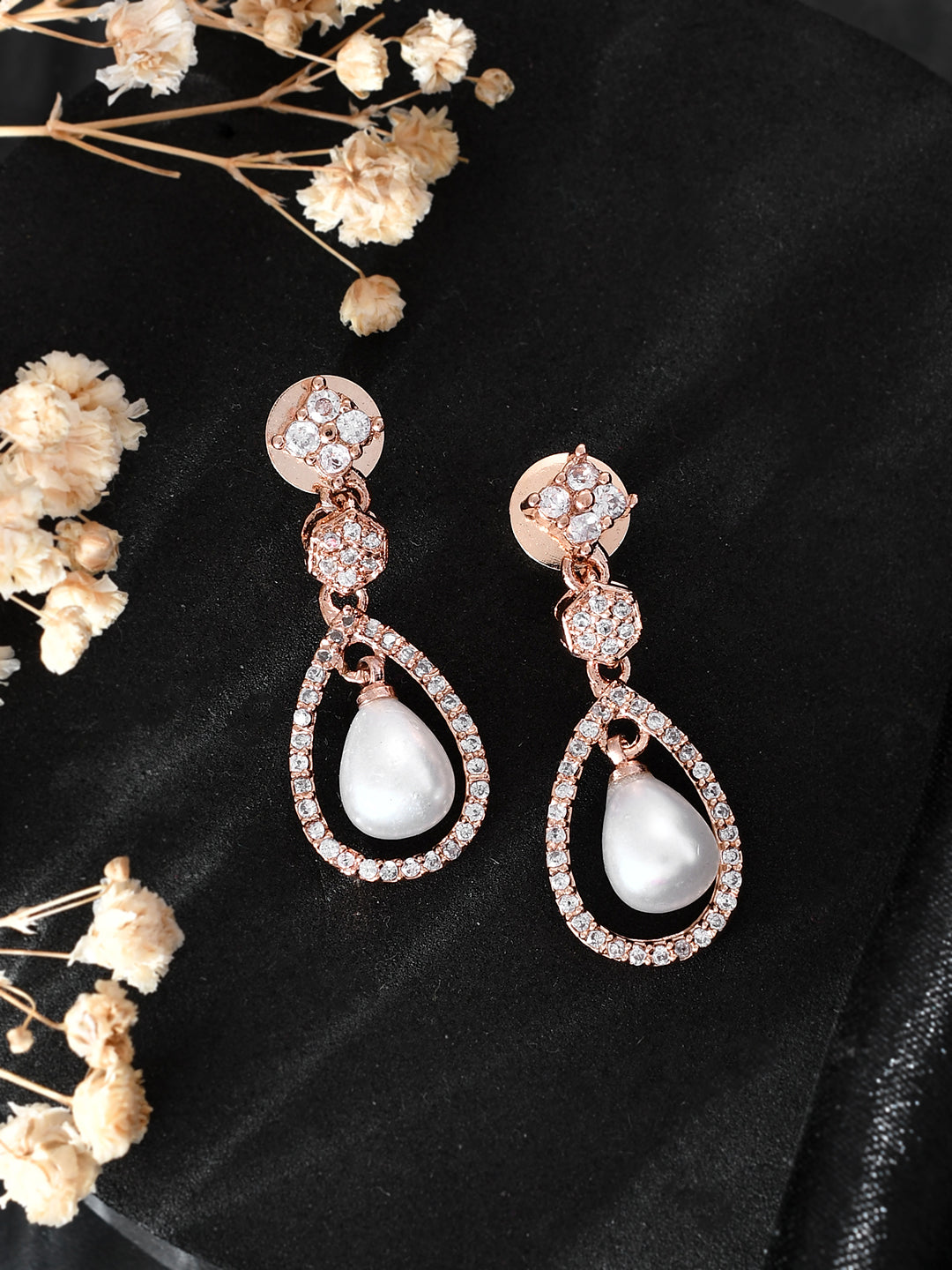 Gold-Plated American Diamond Drop Earrings for women/girls