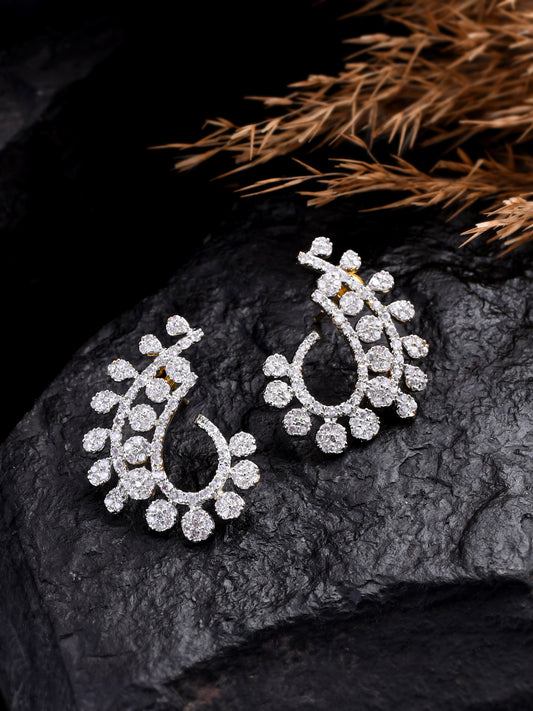 Half Hoop Stud American Diamond Earrings for Women Online