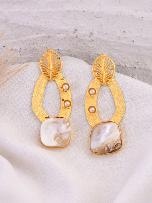 Mother of Pearl Gold Plated Brass Earrings for Women Online