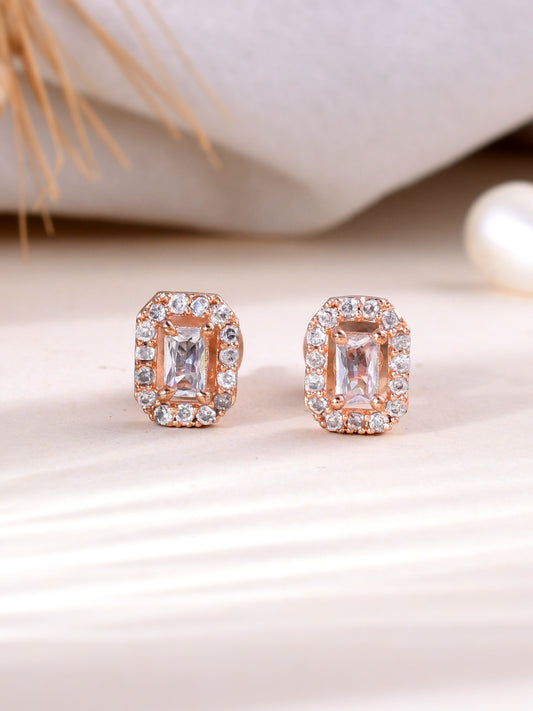 Rose Gold American Diamond Stud Earrings for Women Online