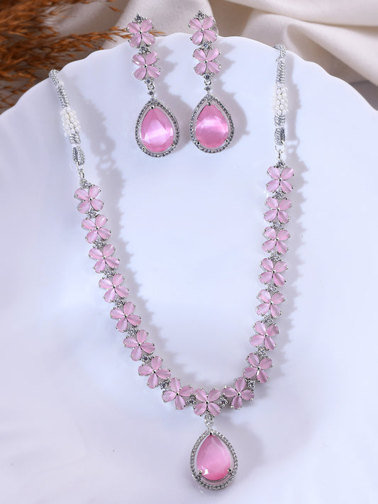 Pink American Diamond Jewellery Set - Necklaces for Women Online