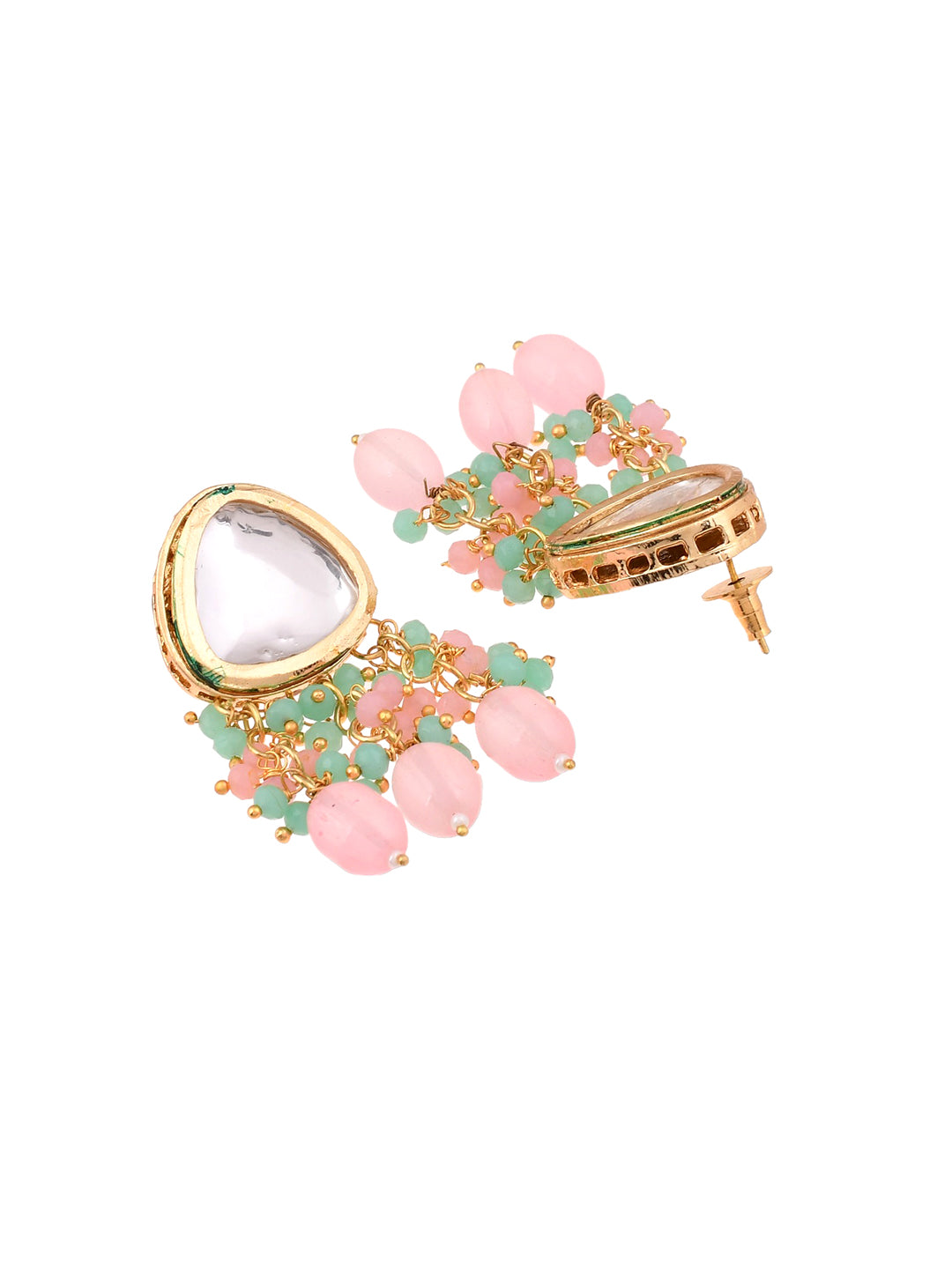 Gold plated beads kundan jewellery set