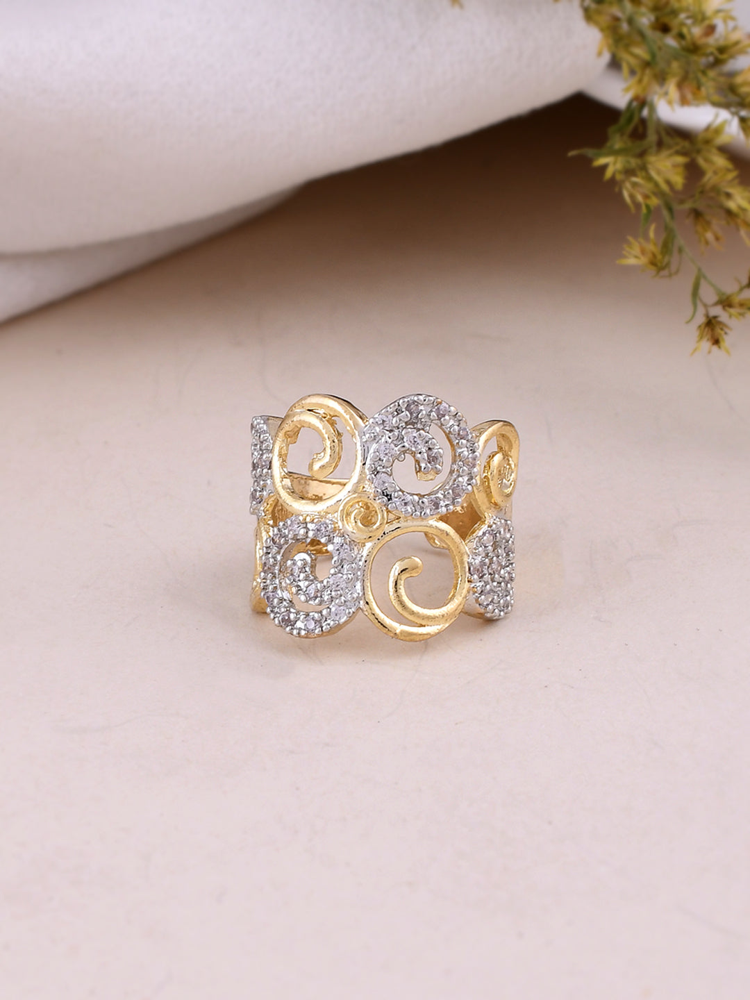 Gold Plated AD Finger Ring