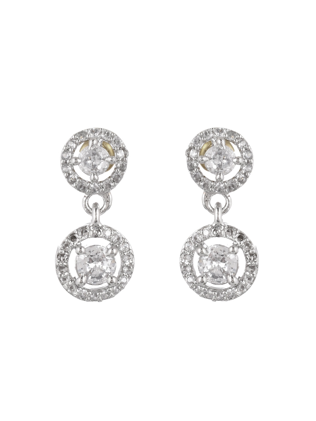 silver plated american diamond drop earring