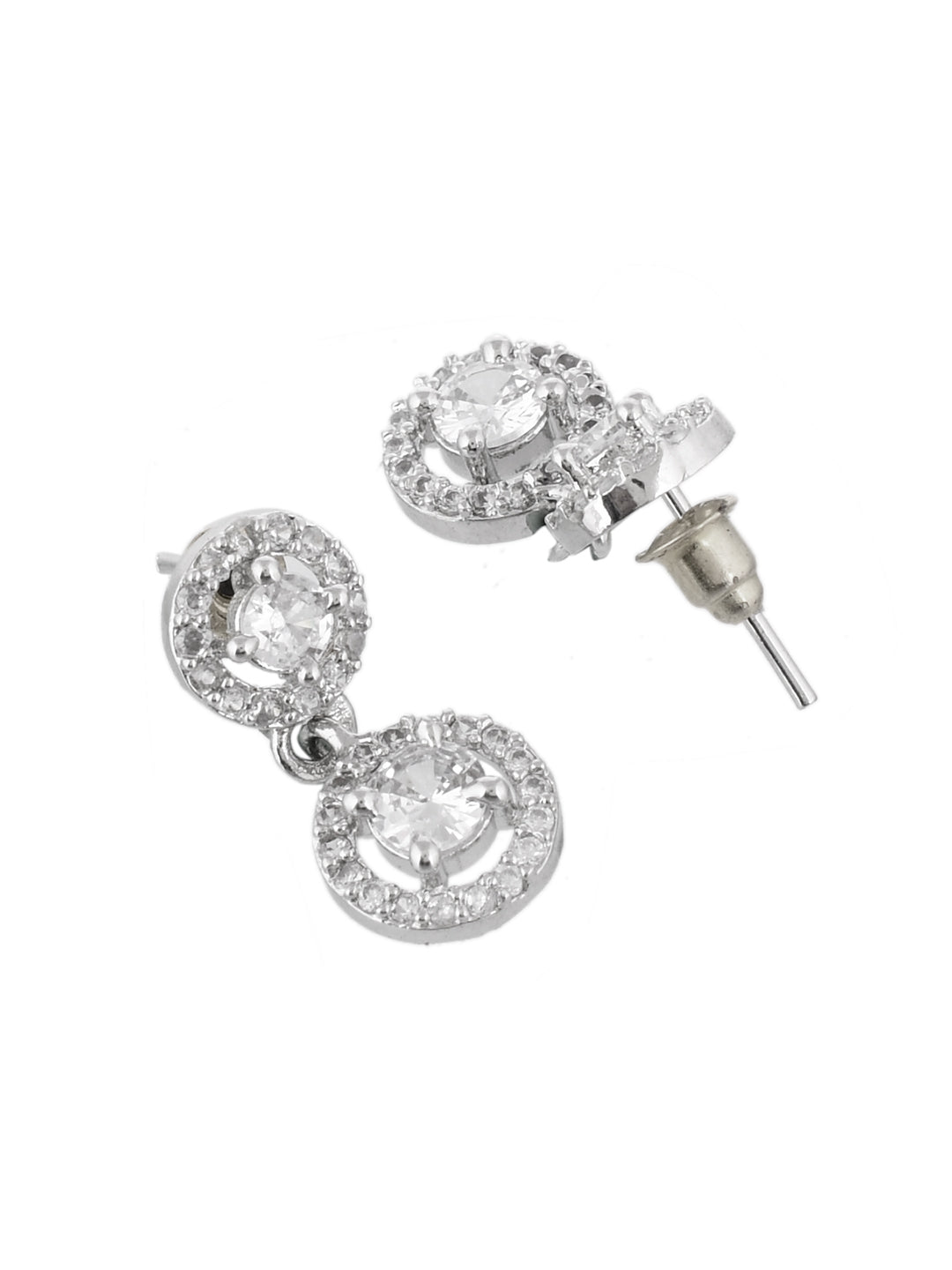 silver plated american diamond drop earring