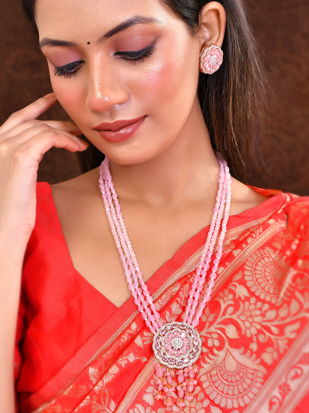 Buy Tranding American Diamond Jewellery Set With Artificial Beads