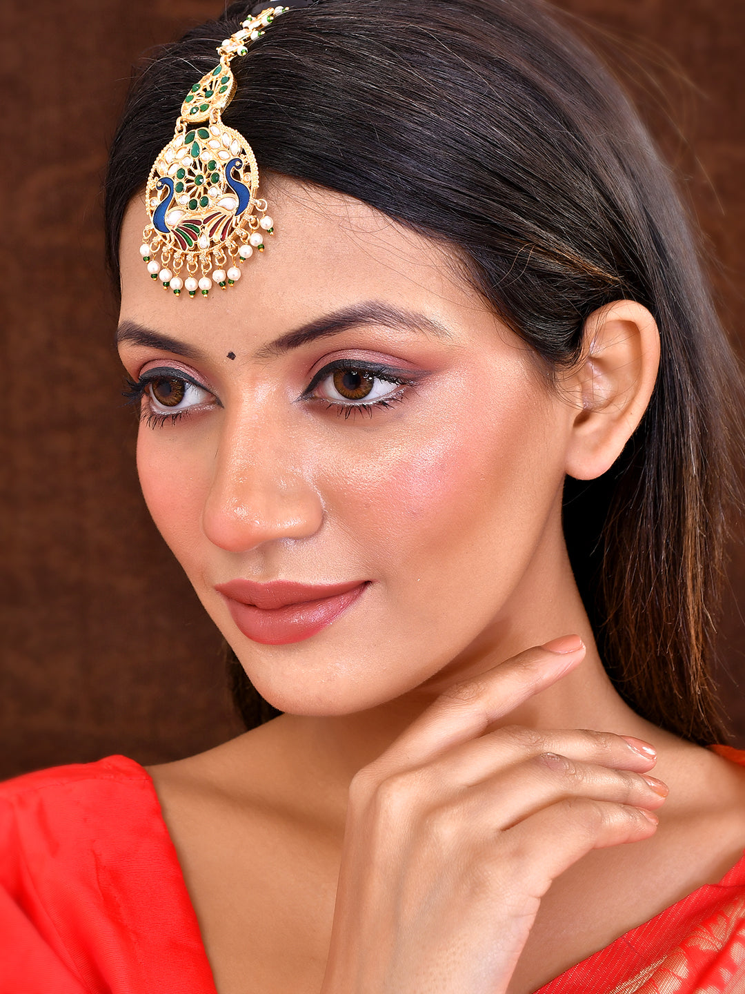 Buy Gold-tone Peacock Design Maang Tikka for Women Online at