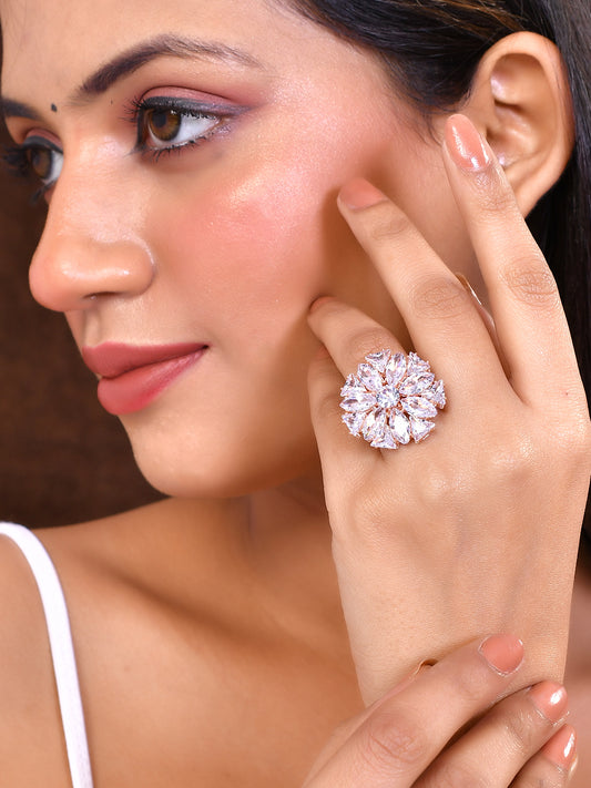 Tranding American Diamond Rings | Flower Design Finger Rings for Women Online