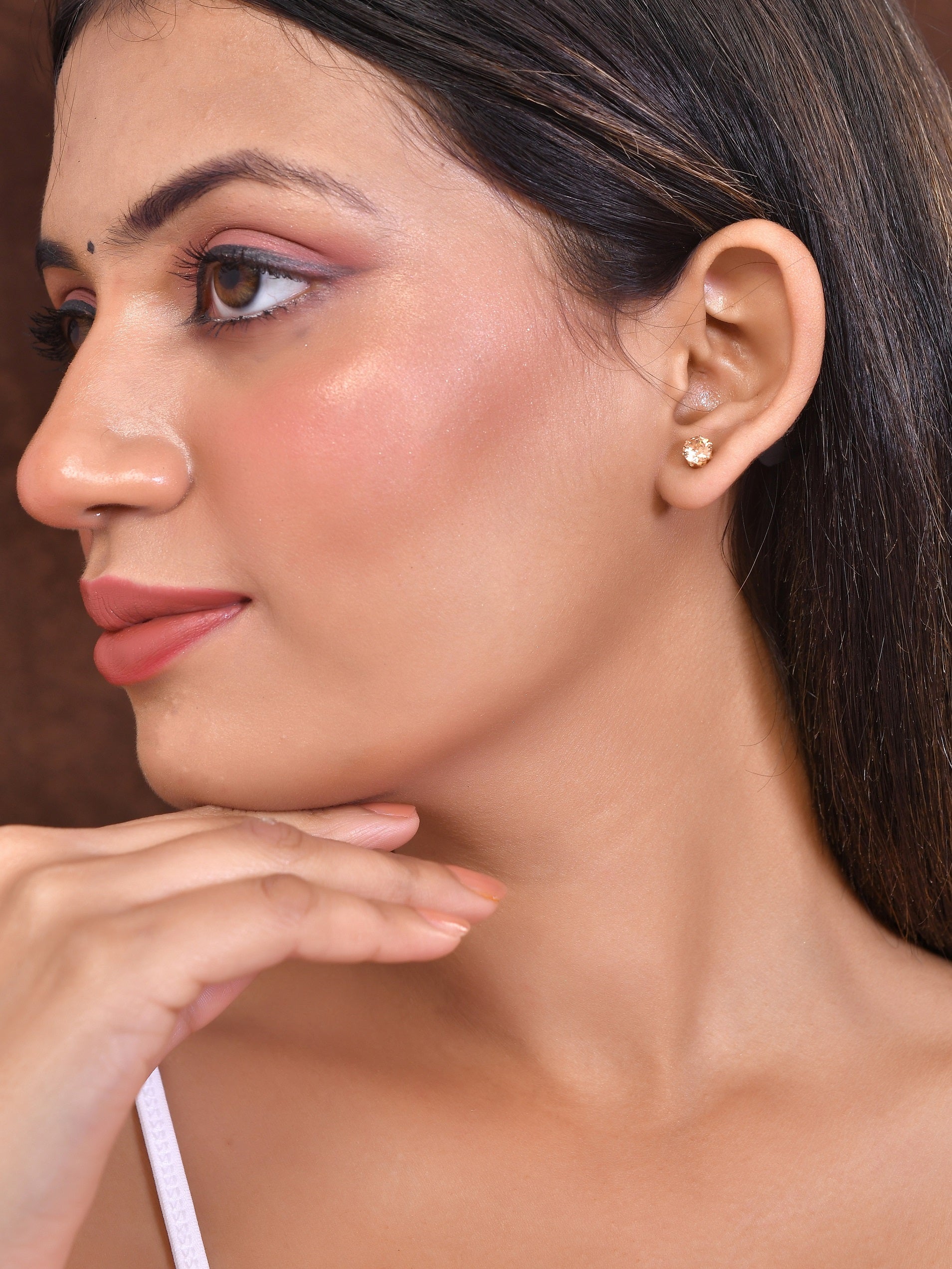 Combo of Pair of Small Single Solitaire Simulated AD Diamond Stone Stud Small Earring