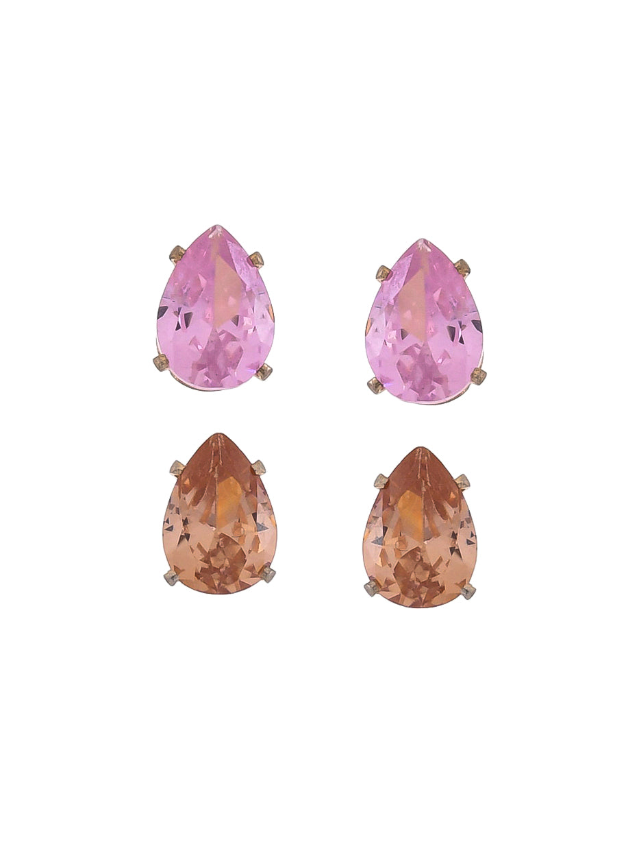 Combo of 2 Pairs Round Shape Small Single Stone AD Earrings