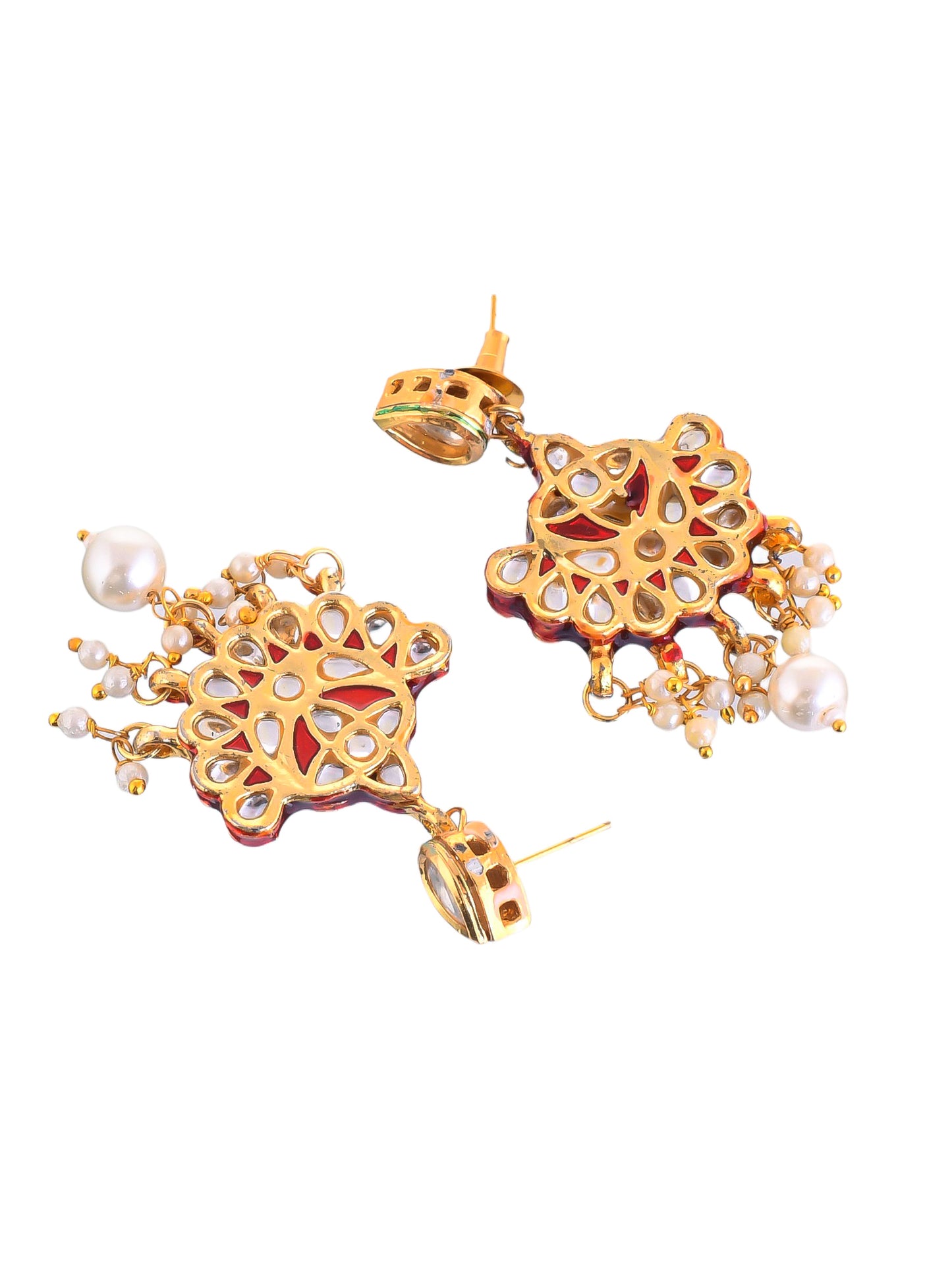 Kundan Pendant Red jewellery set with earrings