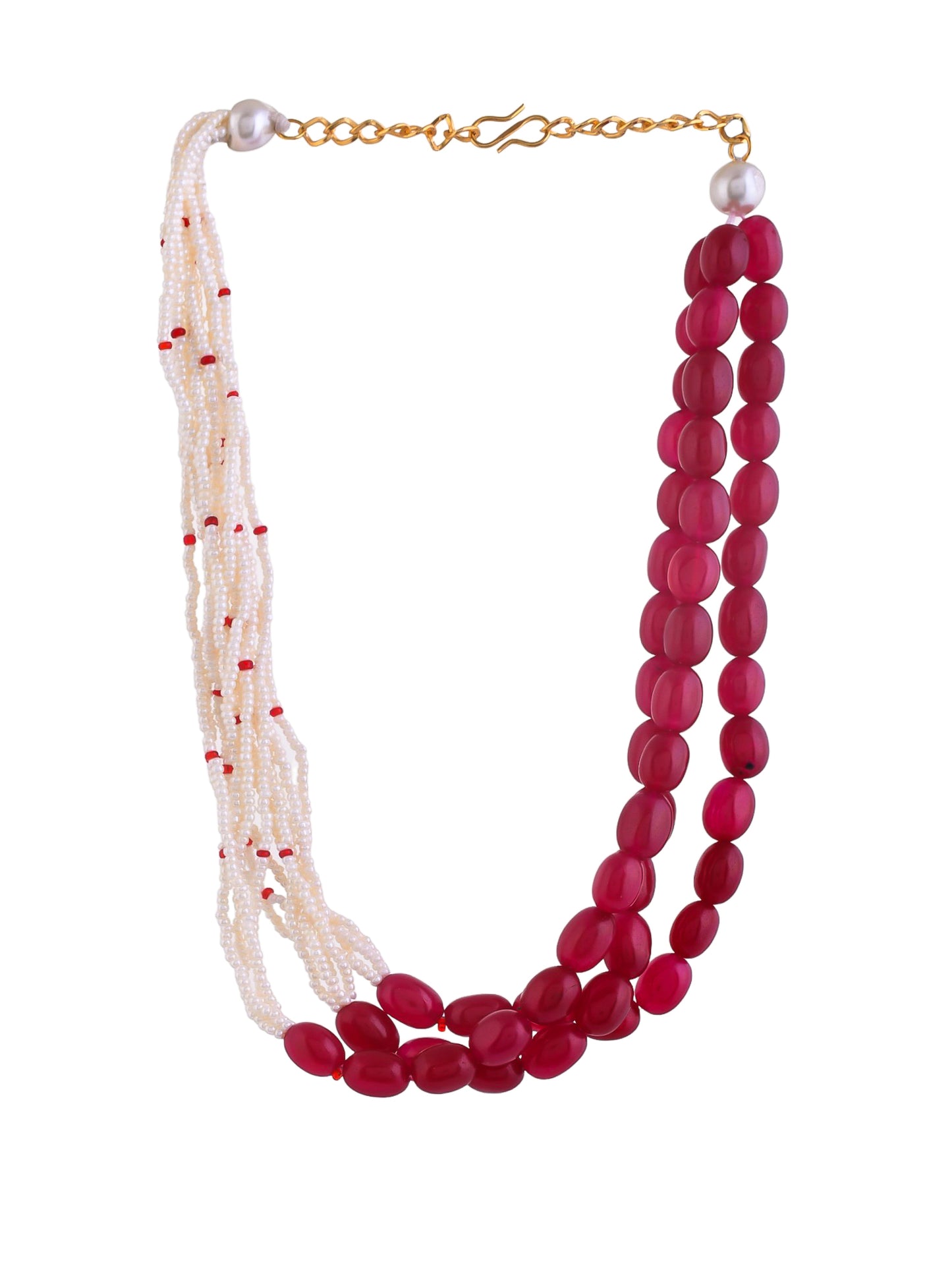 Red and White Beaded Necklace