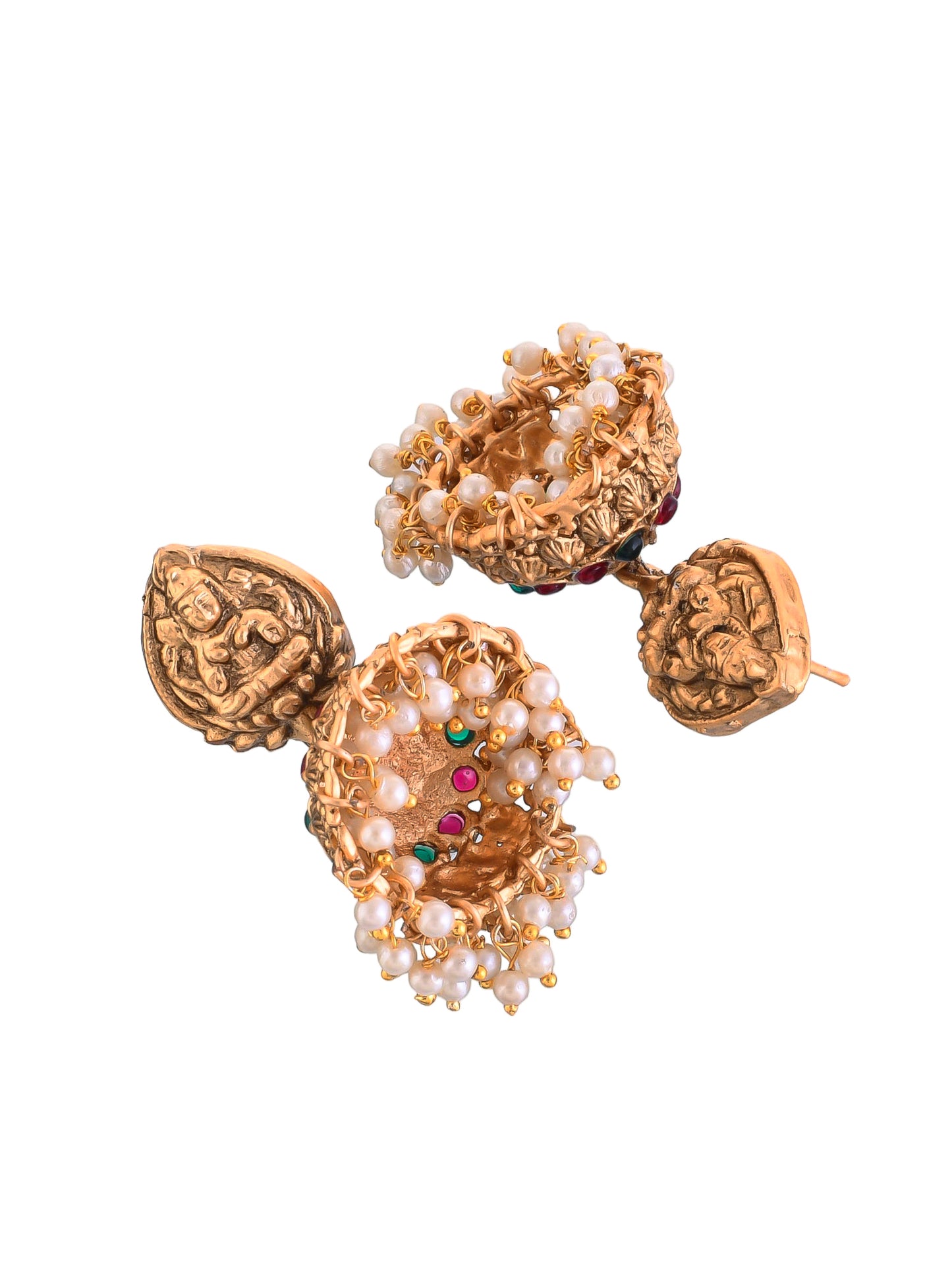 Gold Tone Beautifully Crafted Temple Necklace with earrings