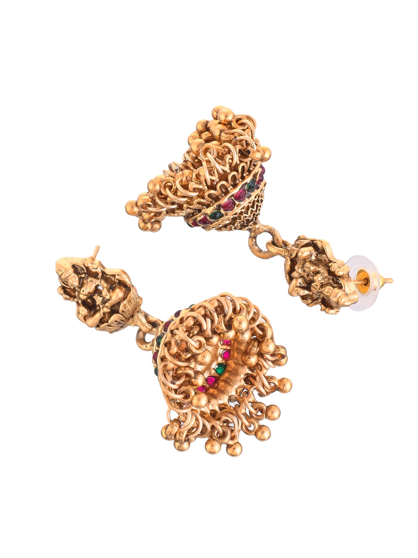 Gold Plated Traditional Temple Jewelry Set Antique Necklace Set with Earrings