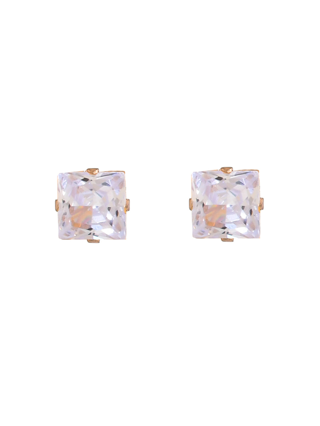 Silver Square American Diamond Stud Earrings
