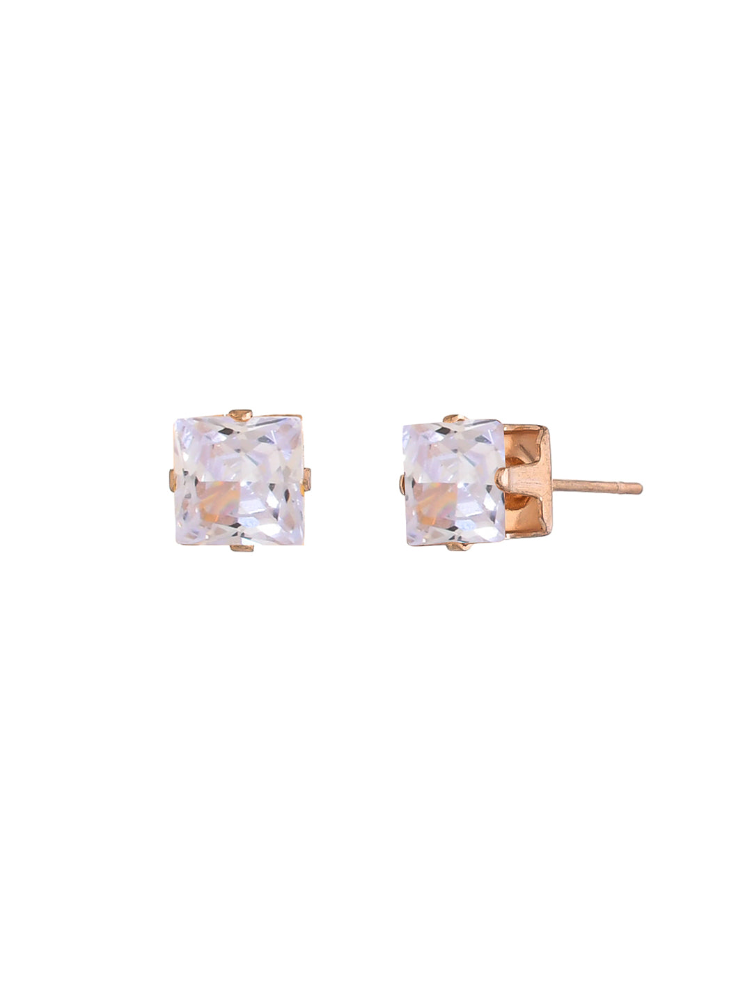 Silver Square American Diamond Stud Earrings