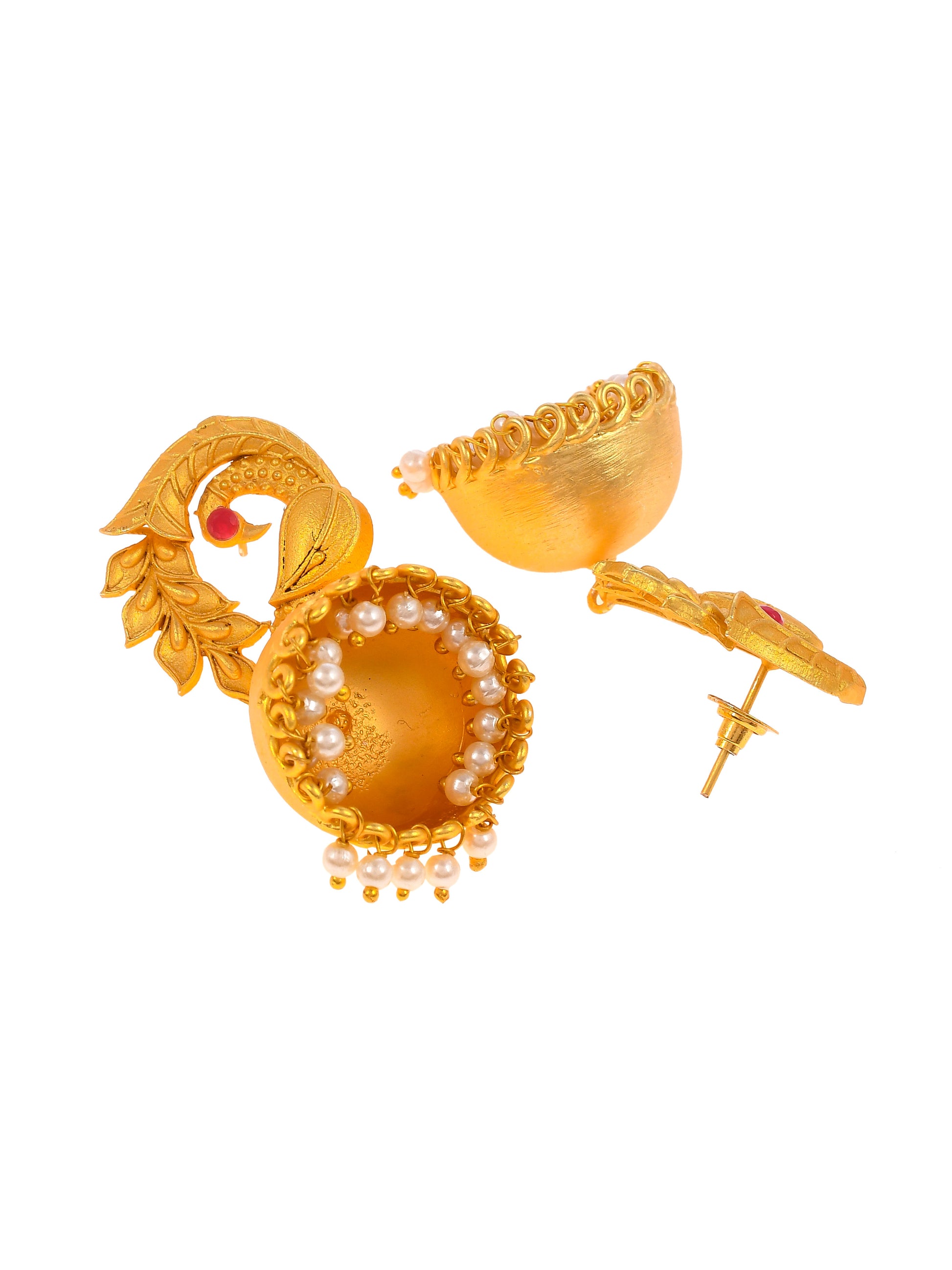 Gold Plated Peacock Jhumka Designs Earrings For women