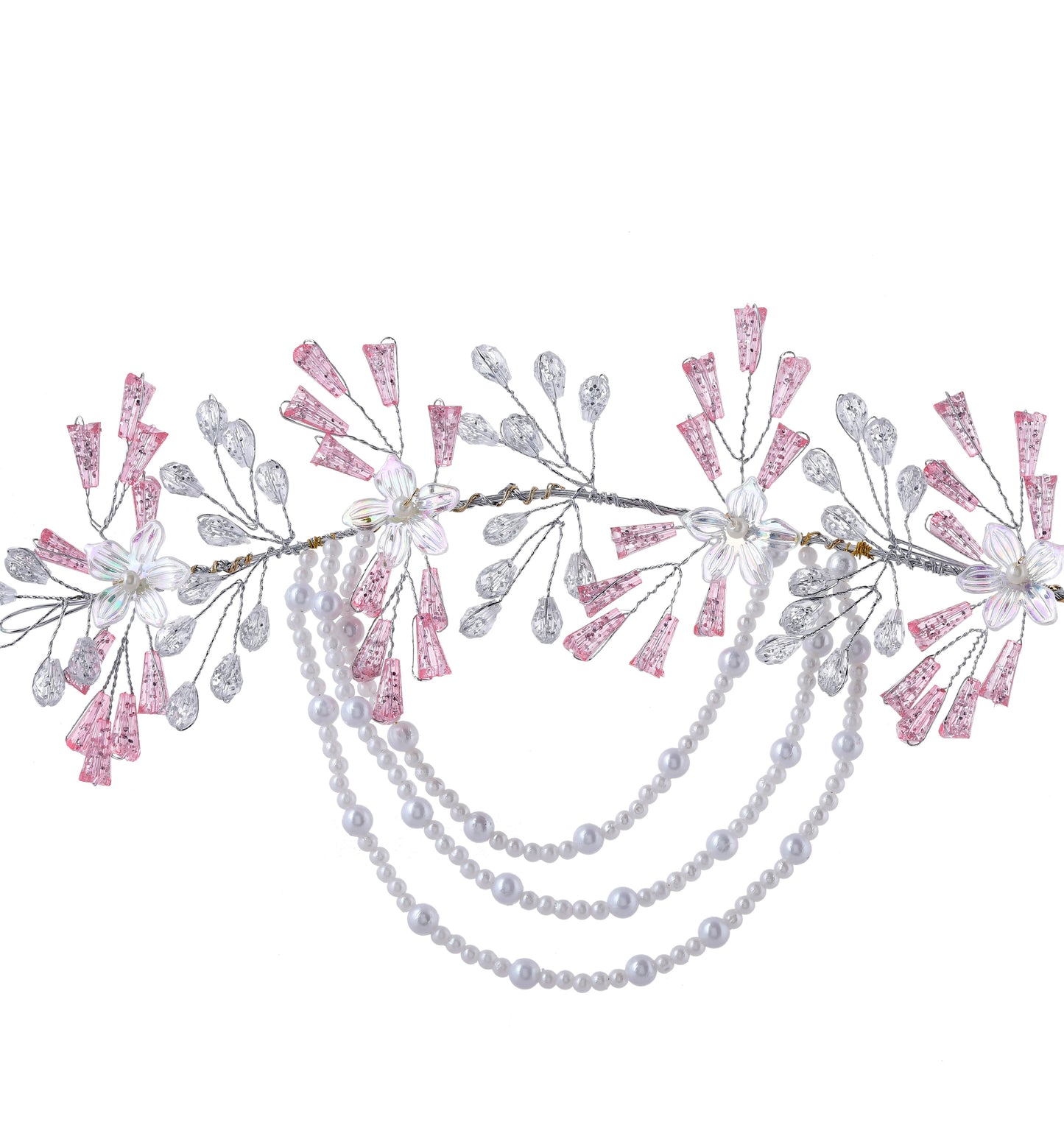 Floral Pearl Tiara Hair Accessory For Women & Girls