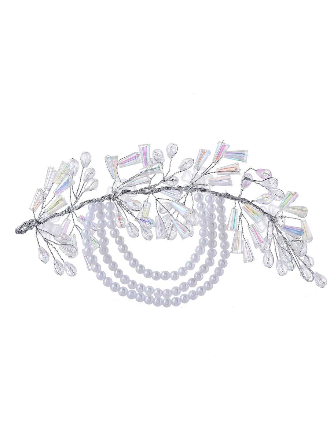 Bridal Pearl and Crystal Floral Hair Jewellery For Wedding