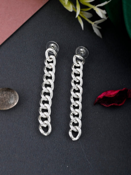 Silver Plated Long Chain Drop Earrings for Women Online