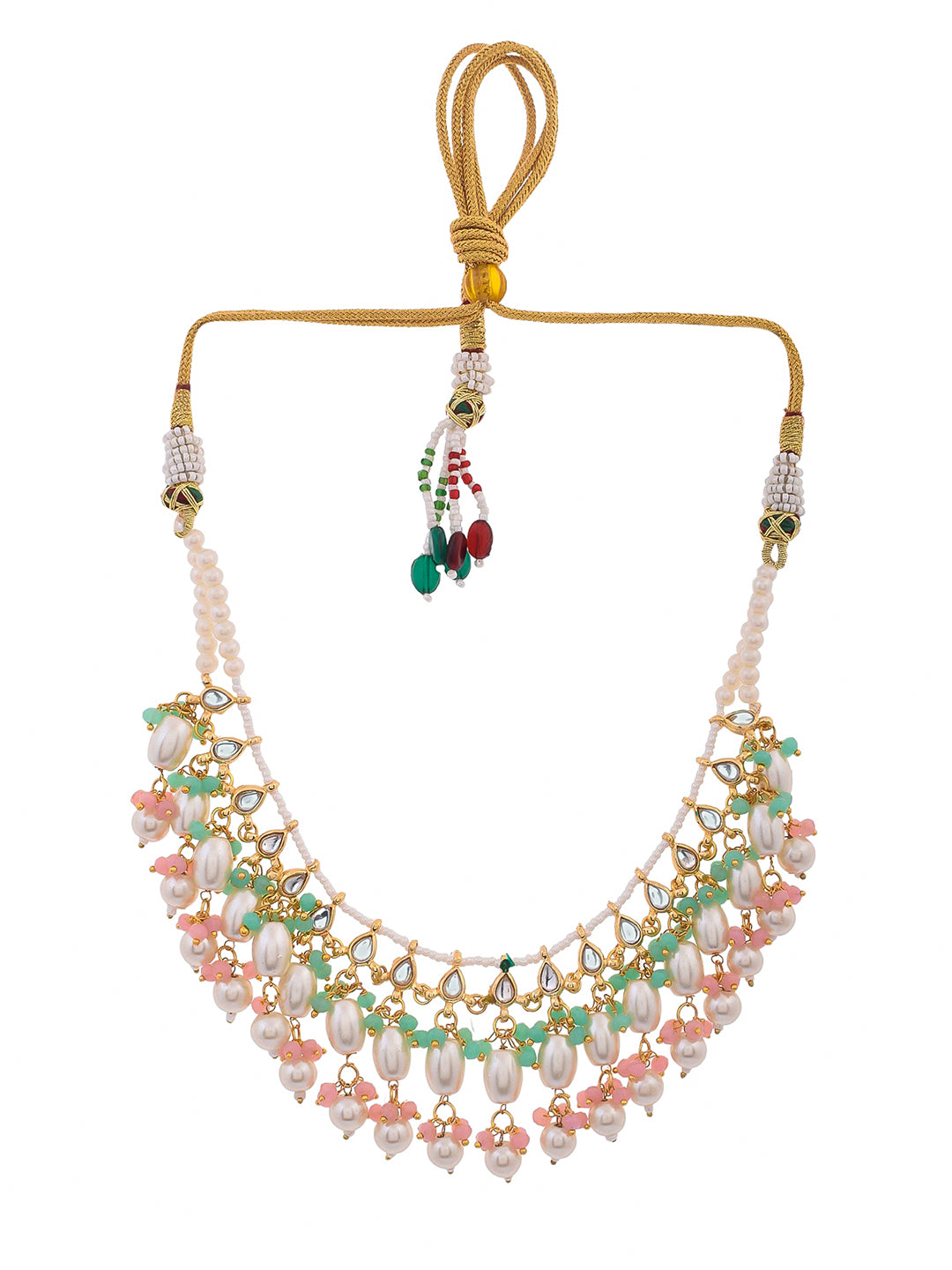 this handcrafted pink beaded with pearl jewellery set is a must-have for every woman or girl. Made with high-quality materials, this stunning set adds sophistication to any outfit. Perfect for any occasion