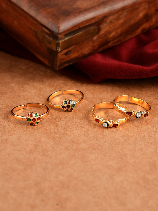 Set of 2 Gold Plated Bichiya Toe Rings for Women Online