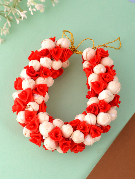 Red Floral and White Mogra Veni Hair Accessory for Women Online