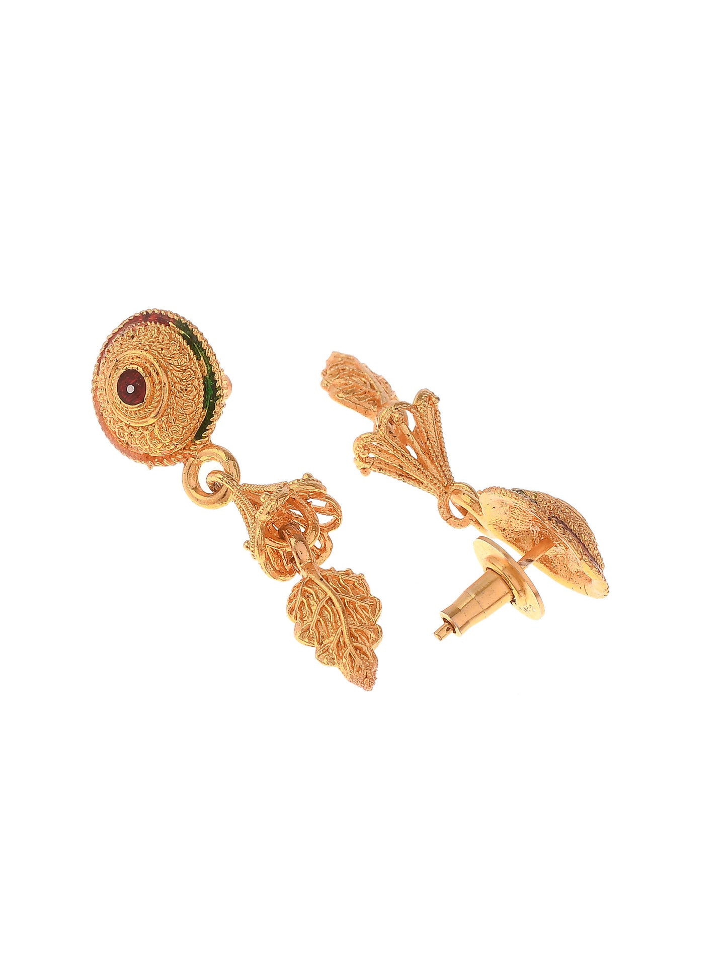 Gold Plated Meenakari handcrafted Temple Jewellery set