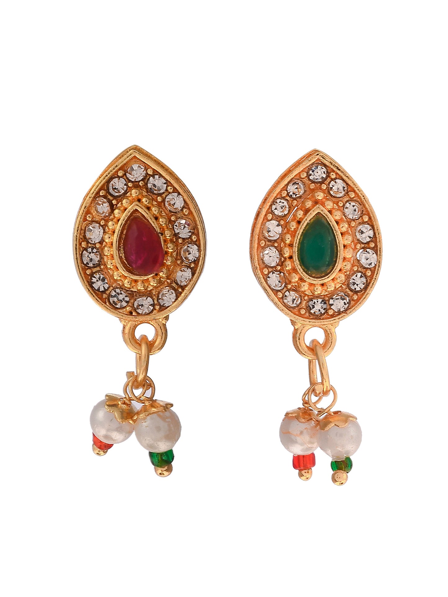 Gold Plated Stone Stubbed Without Piercing Maharashtrian Nosering