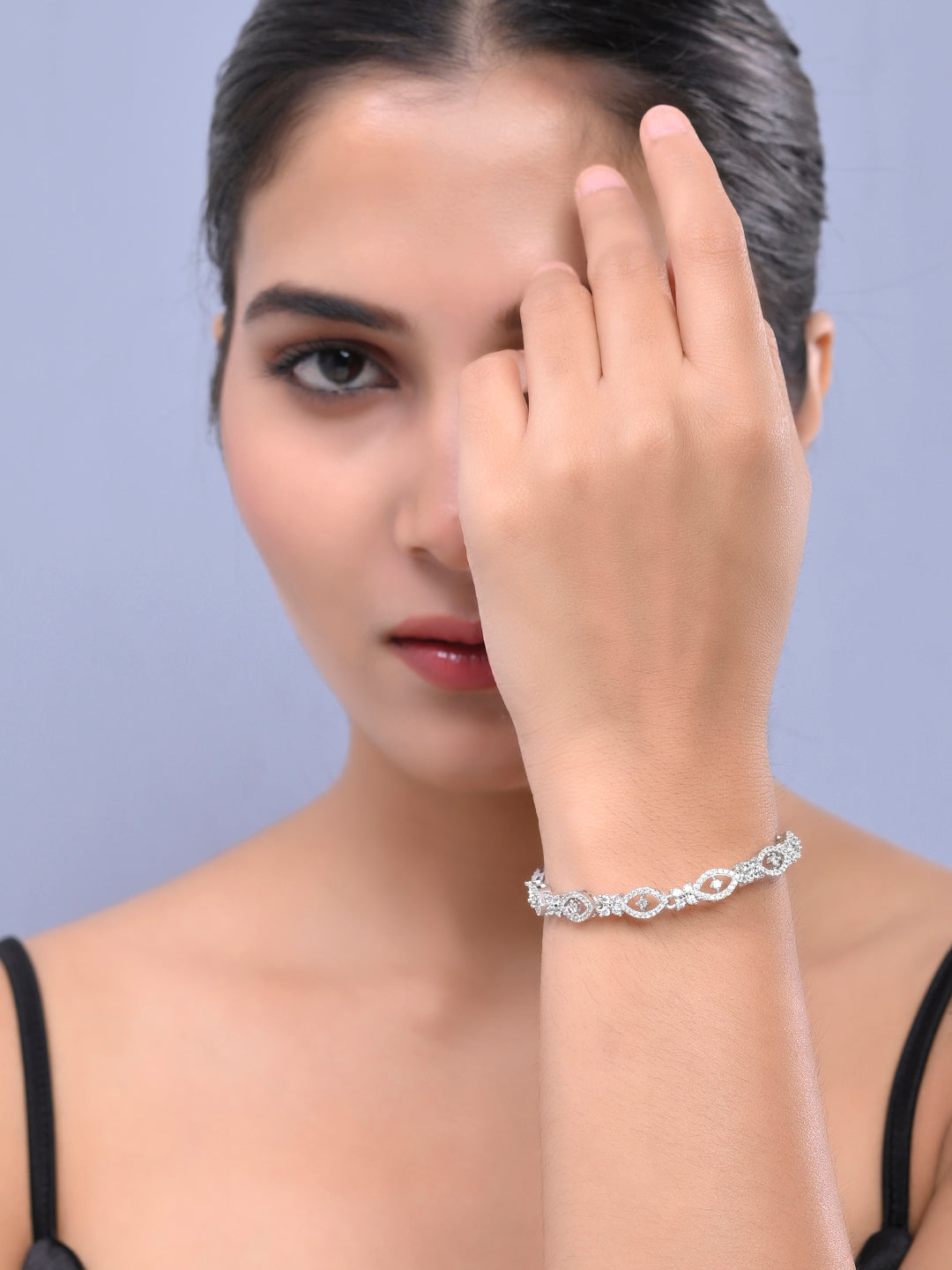 Buy Silver-Plated American Diamond Bracelet for Girls and Women