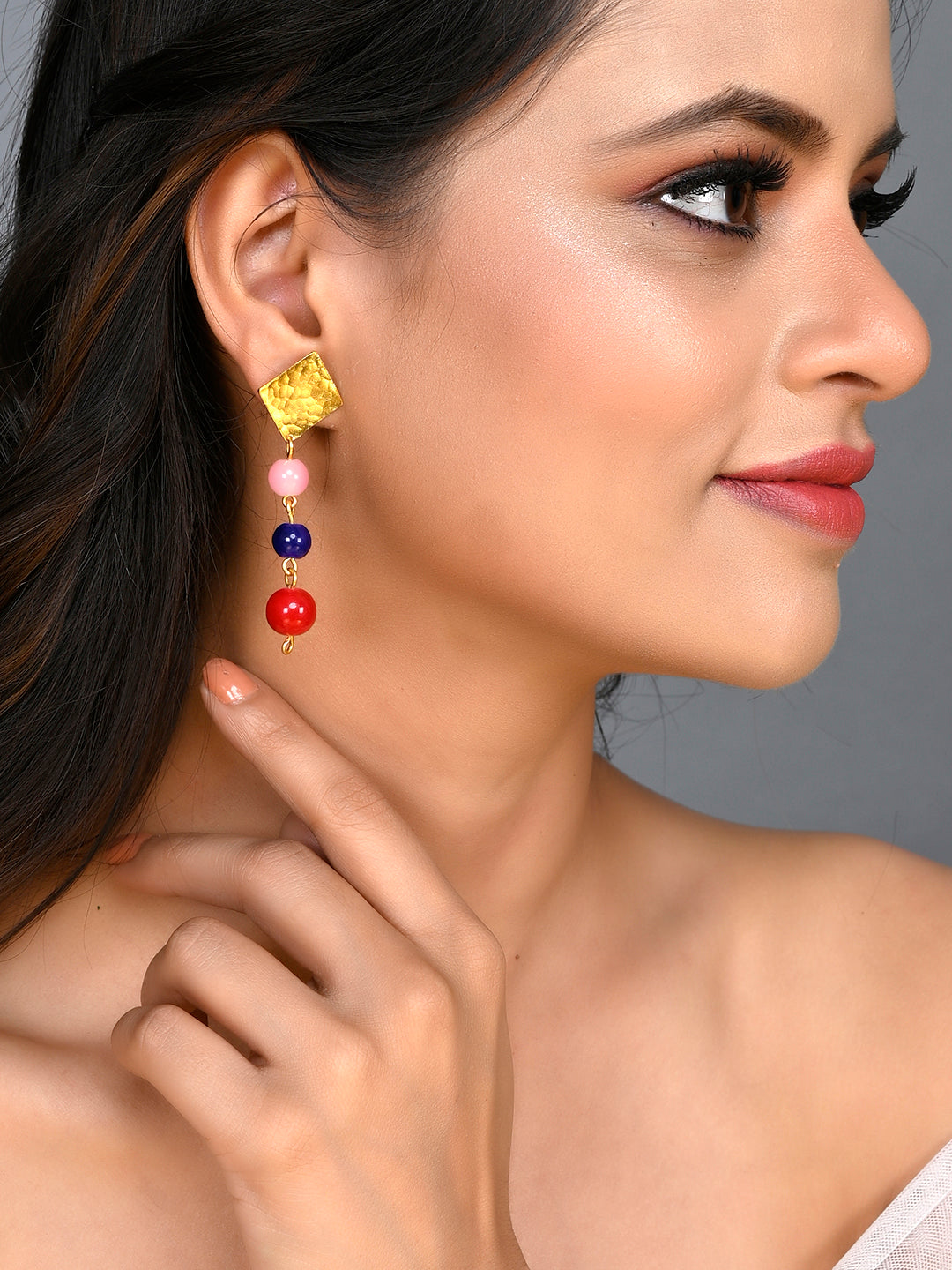 Multicoloured Pearl Contemporary Drop Earrings